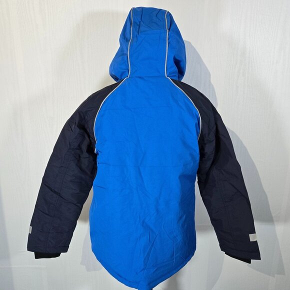 NWT  Boy's Blue Navy Rain Snow Ski Jacket Coat Reflective Hood - Size 12 - Picture 2 of 5